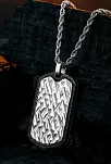 Steel Tag Burma Zincir Erkek Kolye - Asker Künyesi Desenli, Dövme Sanatı Uygulamalı, Paslanmaz Çelik Steel Tag Burma Zincir Erkek Kolye - Asker Künyesi Desenli, Dövme Sanatı Uygulamalı, Paslanmaz Çelik