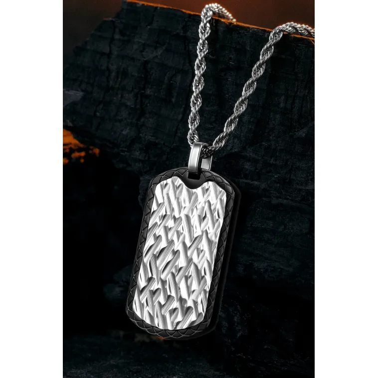 Steel Tag Burma Zincir Erkek Kolye - Asker Künyesi Desenli, Dövme Sanatı Uygulamalı, Paslanmaz Çelik Steel Tag Burma Zincir Erkek Kolye - Asker Künyesi Desenli, Dövme Sanatı Uygulamalı, Paslanmaz Çelik