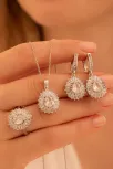 Kadın Gümüş Set - Damla Model Zirkon Taşlı Baget Süslemeli Rodyumlu Kadın Set Kadın Gümüş Set - Damla Model Zirkon Taşlı Baget Süslemeli Rodyumlu Kadın Set