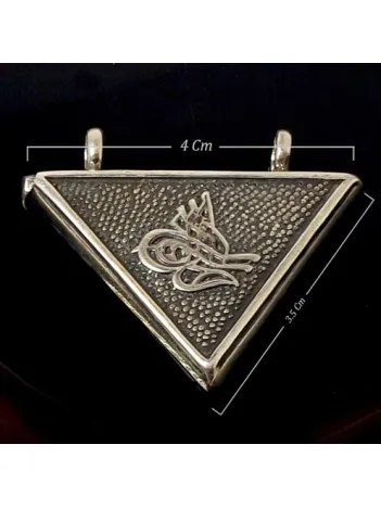 Orta Boy Tuğralı Gümüş Muska Haznesi Deri Kolye Hediyeli