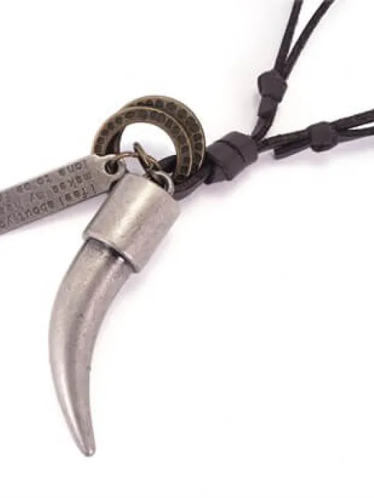 Fildişi Erkek Deri Kolye