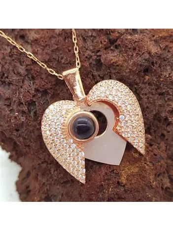 Gizli İsimli 100 Dilde Seni Seviyorum Bayan Gümüş Kolye