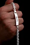 Erkek Gümüş Bileklik - 6mm İsim Yazılabilir Parlak Euro Kral Gümüş Bileklik