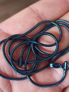 Snake Yılan Model Mavi Erkek Çelik Kolye Zincir Yuvarlak Model