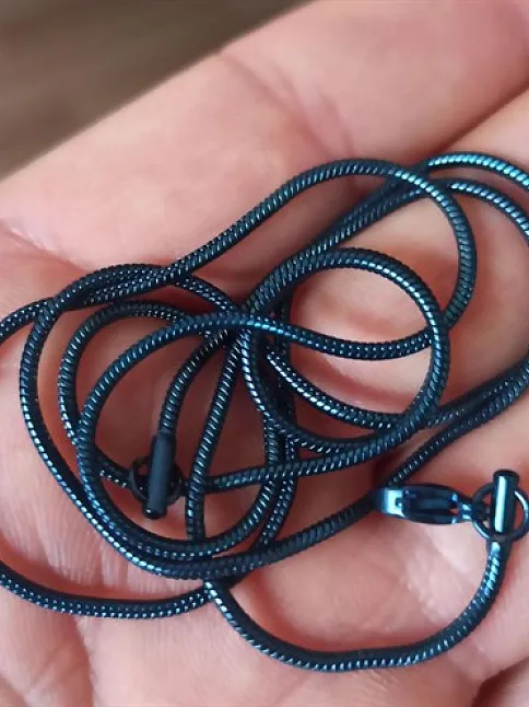Snake Yılan Model Mavi Erkek Çelik Kolye Zincir Yuvarlak Model