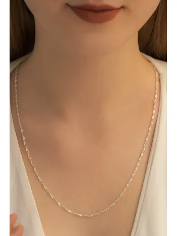 Kadın Gümüş Kolye - 925 Ayar Singapur Zincir Model Gümüş Kadın Kolye
