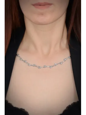 Ayışığı Kalp Figürlü Çiçek Desenli Gümüş Kadın Kolye - GKLAYISIGI1-GMS