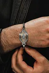Erkek Gümüş Bileklik - Çift Hz. Ali Zülfikar Kılıcı Tilki Kuyruğu Zincirli 925 Ayar Erkek Bileklik