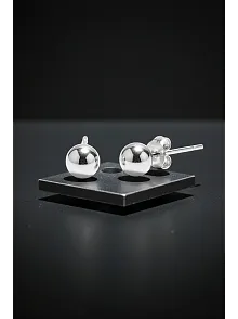 Kadın Gümüş Küpe - 5 mm 925 Ayar Gümüş Top Küpe