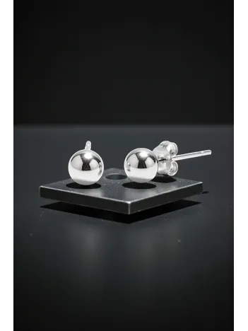 Kadın Gümüş Küpe - 5 mm 925 Ayar Gümüş Top Küpe