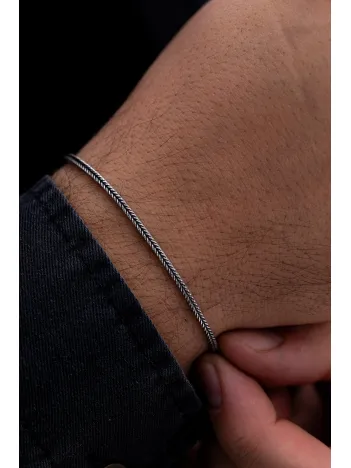 2mm Erkek Gümüş Bileklik - Tilki Kuyruğu Model Gümüş Bileklik 2mm Erkek Gümüş Bileklik - Tilki Kuyruğu Model Gümüş Bileklik