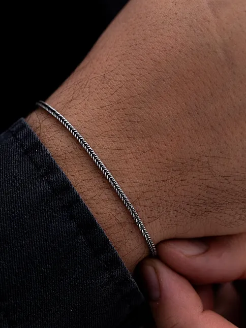 Erkek Gümüş Bileklik - 2.2 mm Tilki Kuyruğu Model Gümüş Bileklik