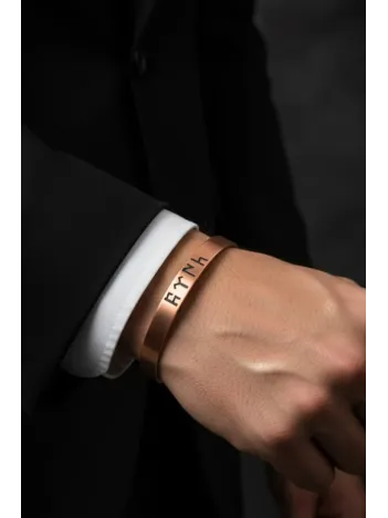 Erkek Bakır Bileklik - Göktürkçe Türk Yazılı Bakır Bileklik Metal Kutu Doğal Taş