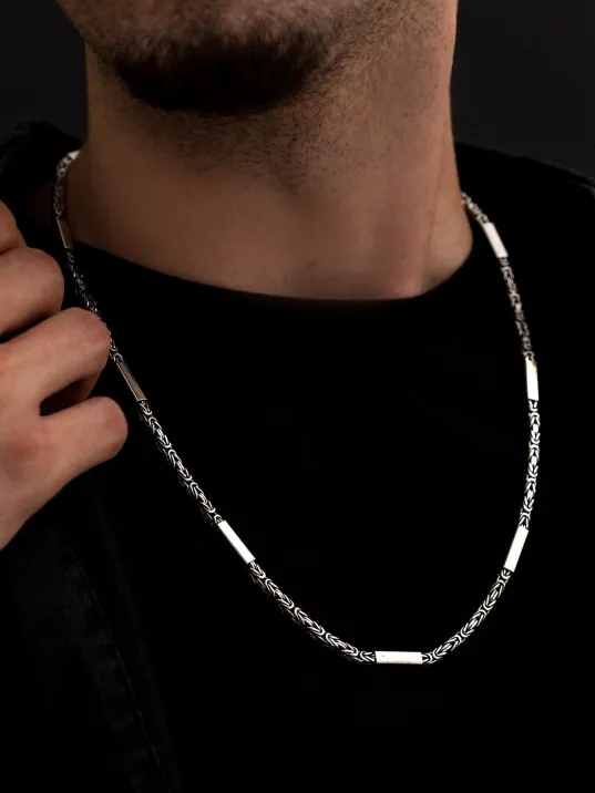 2,8mm Gümüş Erkek Kolye Zincir Kral Model Şarnelli Kare Parçalı 2,8mm Gümüş Erkek Kolye Zincir Kral Model Şarnelli Kare Parçalı