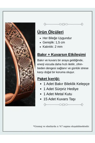 Erkek Bakır Bileklik - Lotus Çiçeği - Yaşam Çiçeği Erkek Kelepçe Bileklik Bilezik