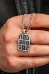 925 Ayar Gümüş Ebced Karartmalı Kolye İslami Motifli Erkek Gümüş Kolye