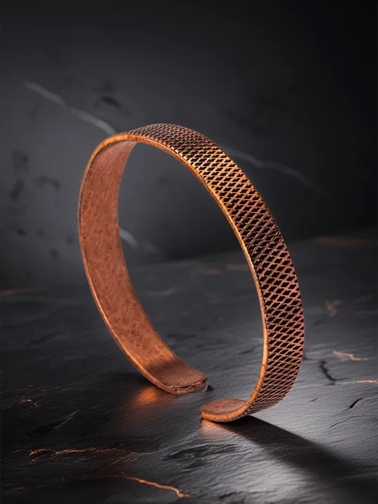 Erkek Kadın Bakır Bileklik - Yatay Çizgili Erkek Kadın Bileklik Bilezik