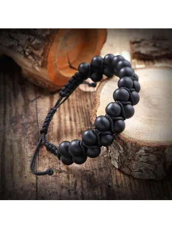 Çiftsıra Oniks Doğaltaş Erkek Makrome Bileklik