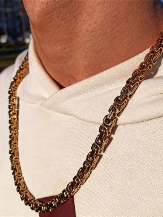 Erkek Paslanmaz Sarı Çelik Kolye Erkek Paslanmaz Sarı Çelik Kolye