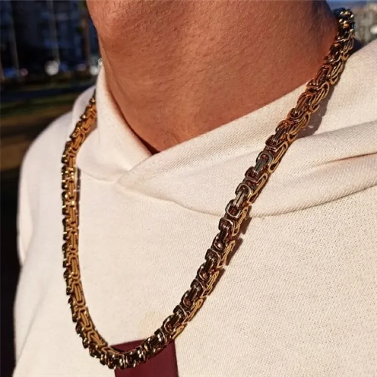 Erkek Paslanmaz Sarı Çelik Kolye Erkek Paslanmaz Sarı Çelik Kolye