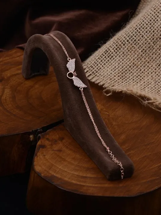 Zirkon Taşlı Rose Tektaşlı Melek Kanadı Gümüş Kadın Bileklik GBLTKTSKND1-ROS Zirkon Taşlı Rose Tektaşlı Melek Kanadı Gümüş Kadın Bileklik GBLTKTSKND1-ROS