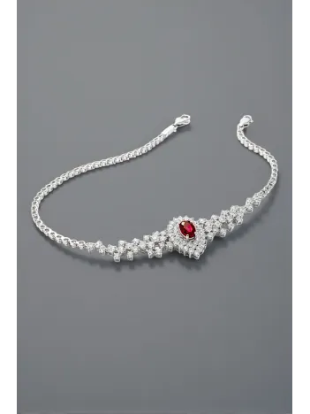 Çise Yakut Taşlı Gümüş Su Yolu Kadın Bileklik