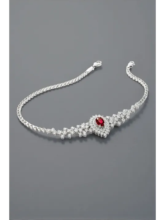 Çise Yakut Taşlı Gümüş Su Yolu Kadın Bileklik Çise Yakut Taşlı Gümüş Su Yolu Kadın Bileklik