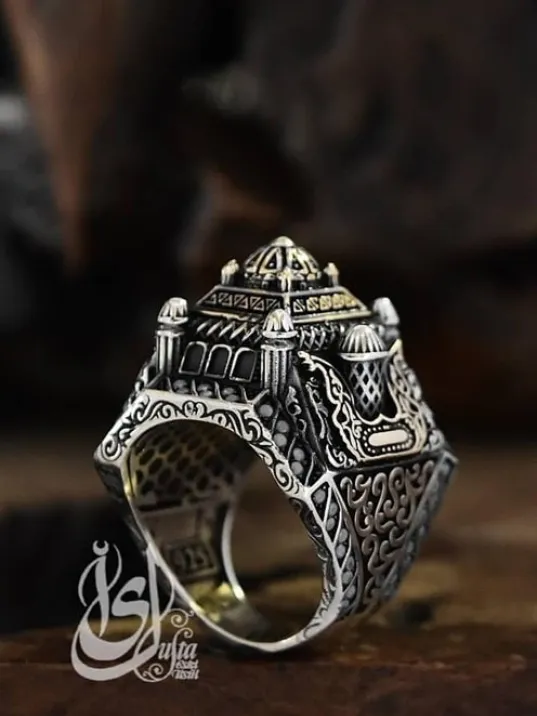 İslam Usta Tasarımı Gümüş Camii Model Gümüş Erkek Yüzük GYZISLMSTM3-GMS İslam Usta Tasarımı Gümüş Camii Model Gümüş Erkek Yüzük GYZISLMSTM3-GMS