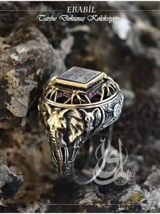 İslam Usta Tasarımı Ebabil Gümüş Erkek Yüzük