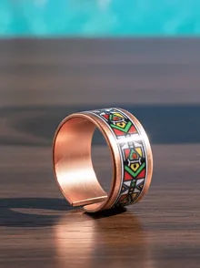 Kadın Bakır Yüzük - Elena Model Özel Baskı Metal Kutu Ve Kuvars Taşı