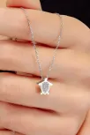 Kadın Gümüş Kolye - Swarovski Taşlı Zirconia Kaplumbağa Motifli Kadın Kolye