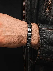 Erkek Kadın Doğal Taş Bileklik - Hematit Doğal Taşlı Makrome Gemi Dümeni Model Unisex Bileklik