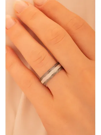 Kadın Gümüş Yüzük - 925 Ayar Bombeli Snake Model Gümüş Alyans Yüzük