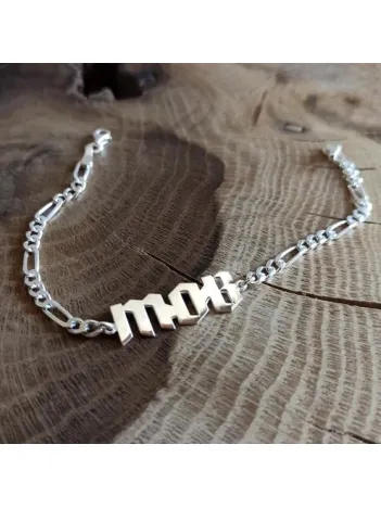 Kişiye Özel Kalın Yazı İsim Erkek Gümüş Bileklik Künye Kalın Figaro Model GBLKALNYAZI-BYZ