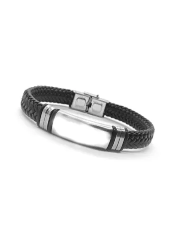 İsim Yazılabilen Örme Deri Erkek Bileklik Kalın Model CBLISIMUZNS-SYH