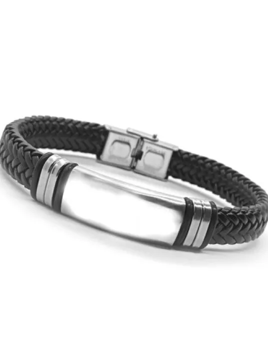 İsim Yazılabilen Örme Deri Erkek Bileklik Kalın Model CBLISIMUZNS-SYH İsim Yazılabilen Örme Deri Erkek Bileklik Kalın Model CBLISIMUZNS-SYH