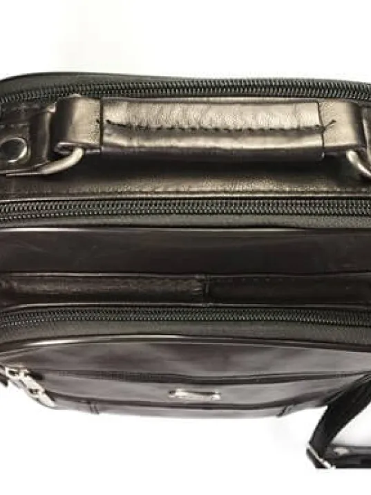 Güderi Marka Siyah Renk Hakiki Deri Erkek Deri Çanta Çelik Kasalı Büyük Boy