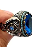 Blue Topaz Aquamarin Taşlı Gümüş Erkek Yüzük Blue Topaz Aquamarin Taşlı Gümüş Erkek Yüzük