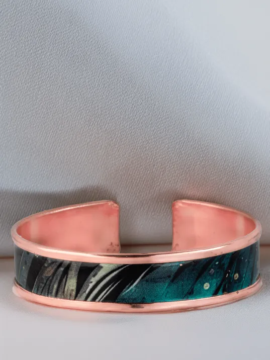 Kadın Bakır Bileklik - Arianna Model Özel Baskı Metal Kutu Ve Kuvars Taşı