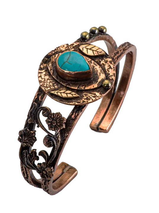 Kadın Bakır Bileklik - Turkuaz Firuze Taşlı Damla Model Kadın Bilezik Metal Kutu ve Doğal Taşlar Kadın Bakır Bileklik - Turkuaz Firuze Taşlı Damla Model Kadın Bilezik Metal Kutu ve Doğal Taşlar