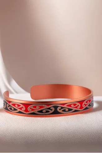 Kadın Bakır Bileklik - Carlotta Model Özel Baskı Metal Kutu Ve Kuvars Taşı