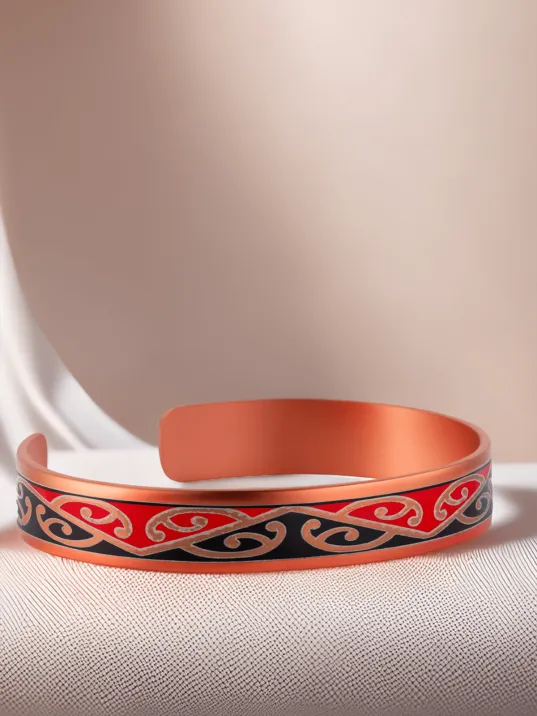 Kadın Bakır Bileklik - Carlotta Model Özel Baskı Metal Kutu Ve Doğal Taşlar