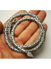 GÜMÜŞ ERKEK KRAL KOLYE ZİNCİR YASSI EZME MODEL 6,5mm Genişlikte