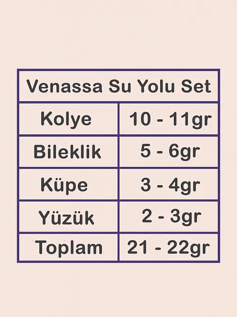 Venessa Bayan Zümrüt Taşlı Gümüş Su Yolu Set - Kolye, Bileklik, Küpe, Yüzük