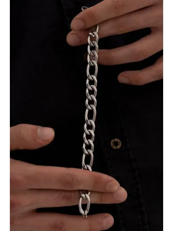 Erkek Çelik Bileklik Figaro Çelik Bileklik 10 Mm Kalın Model