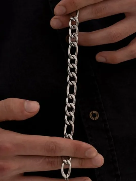 Erkek Çelik Bileklik Figaro Çelik Bileklik 10 Mm Kalın Model