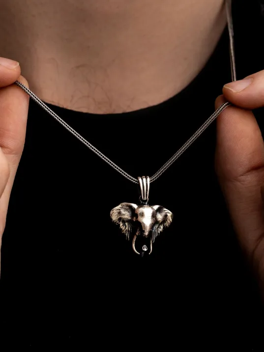 Erkek Gümüş Kolye - Fil Kafası Motifli Gümüş Kolye Erkek Gümüş Kolye - Fil Kafası Motifli Gümüş Kolye