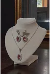 Kadın Gümüş Kolye Küpe Set - Oval Model Zultanit Taşlı Gümüş Set