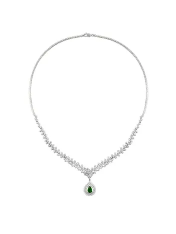 Çise Zümrüt Taşlı Bayan Gümüş Kolye