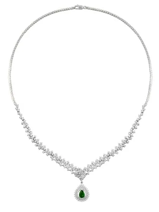 Çise Zümrüt Taşlı Bayan Gümüş Kolye